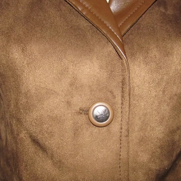GA Milan Faux Suede Faux Leather Brown Jacket - Picture 5 of 10